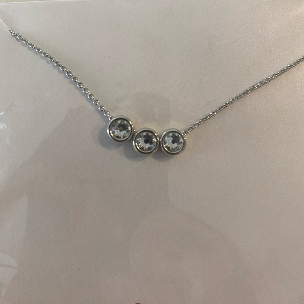 Silver triple rhinestone necklace